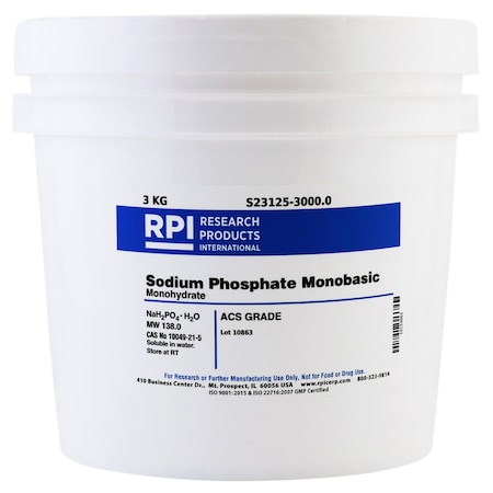 Rpi Sodium Phosphate Monobasic, Monohydrate, ACS, 3 KG S23125-3000.0